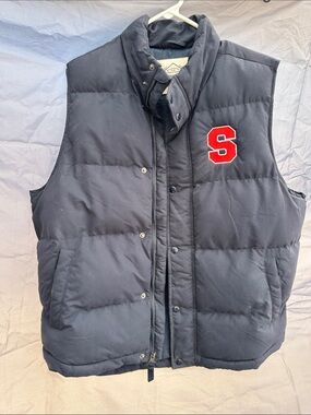 Men's Navy Puffer Vest with Red 'S' Patch